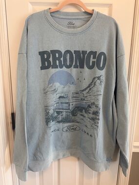 Ford Bronco Light Blue Oversized Sweatshirt Sz XL NWT